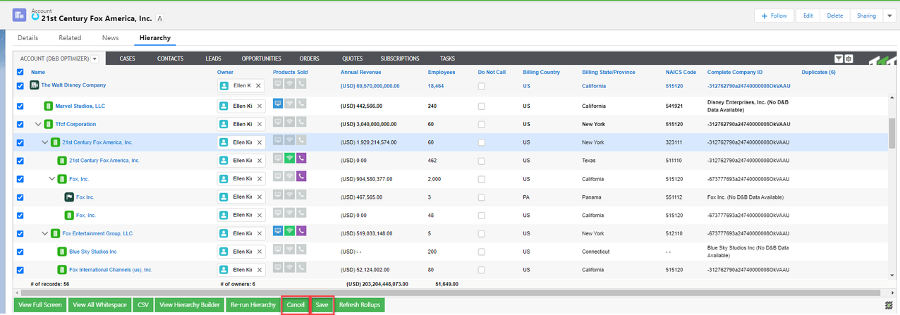 Mass In-Line Editing within the Hierarchy UI