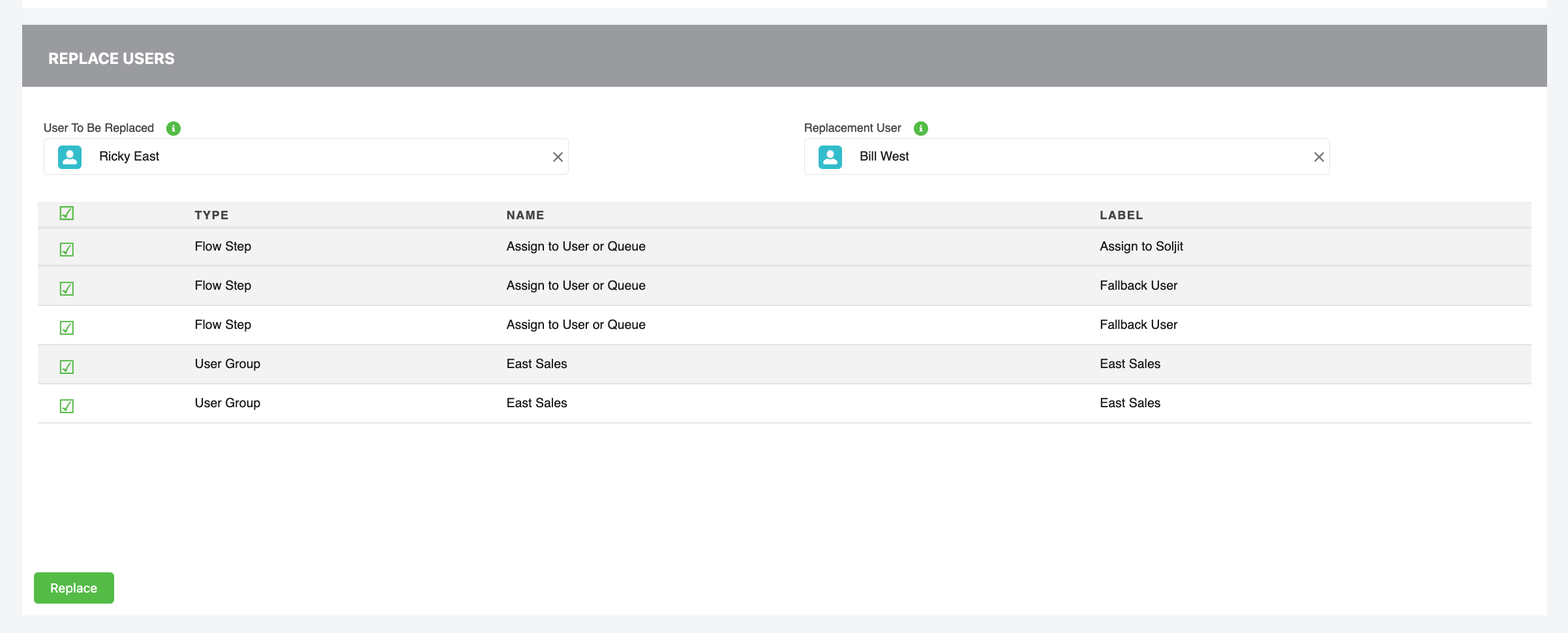 Find and Replace User Group Feature